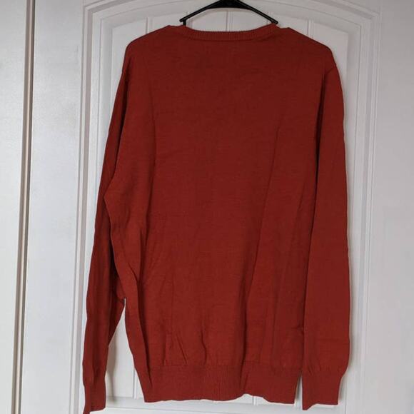 John Ashford V Neck Sweater XL Copper Casual Pullover Long Sleeves Office Ribbed - Picture 6 of 6